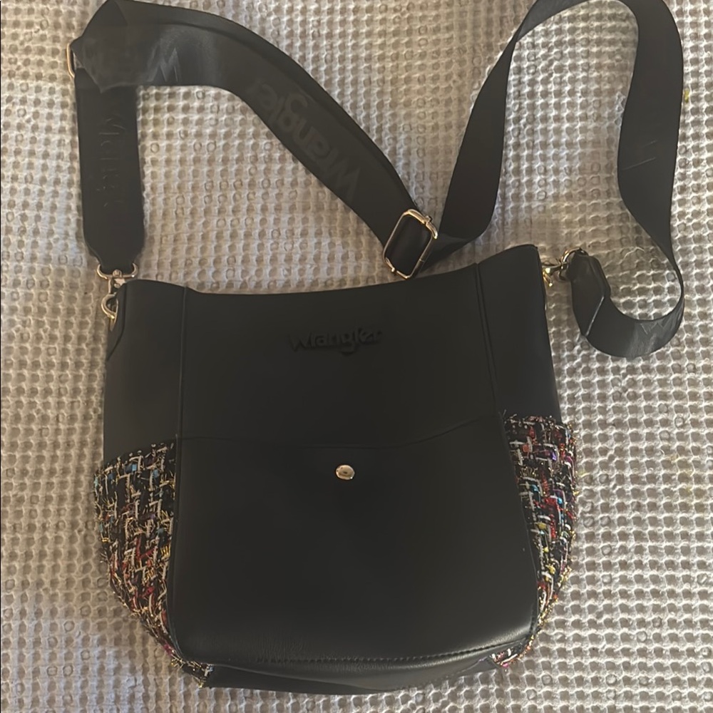 Wrangler Black and Red Crossbody Bag with Metal Hardware